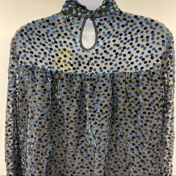 See U Soon | Black Velvet Dot Long Sleeve Dress with High Neck | Small New - Picture 6 of 10